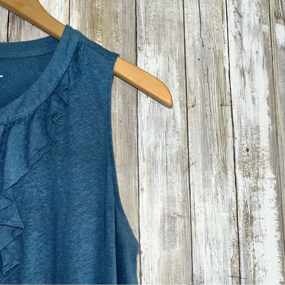 Loft Blue Ruffle Sleeveless Blouse - Picture 3 of 4